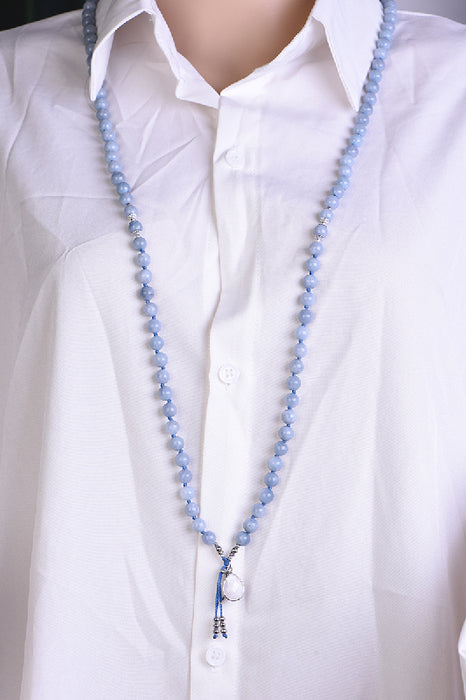 Mala necklace 8mm aquamarine / 108 beads