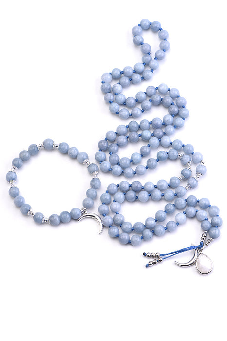 Mala necklace 8mm aquamarine / 108 beads