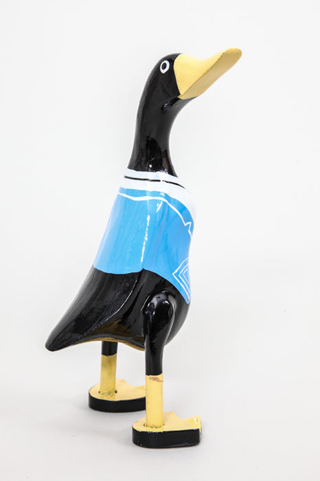 Wooden duck painted with tie 25 cm