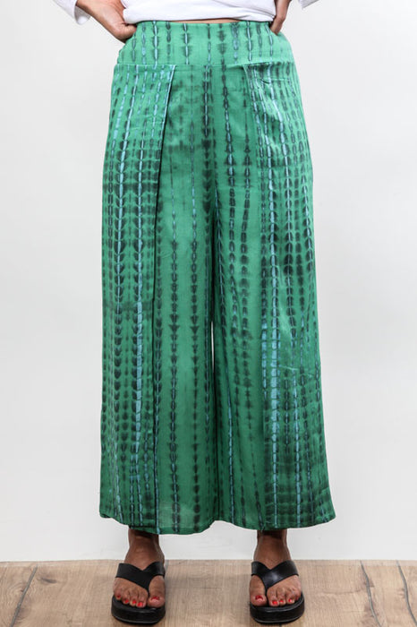 Samurai green pants with stripes - One Size