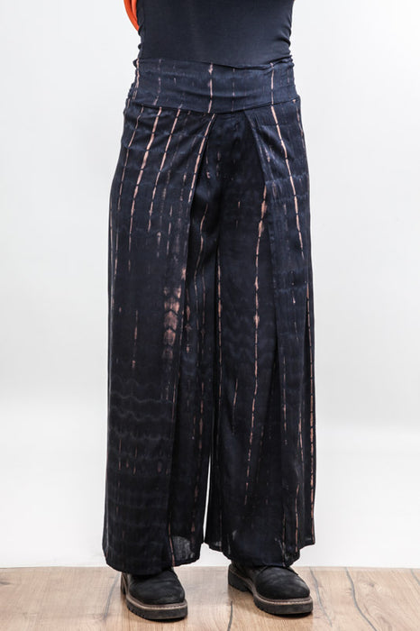 Samurai pants royal blue with stripes - One Size