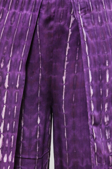 Samurai pants purple with stripes - One Size