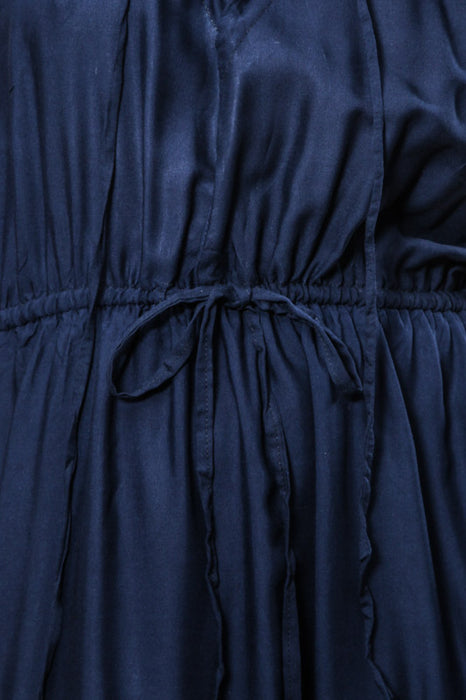 Robe longue à bretelles bleu roi avec volant - taille unique