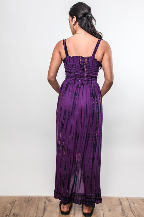 Robe longue à bretelles rayée violette - Taille Unique