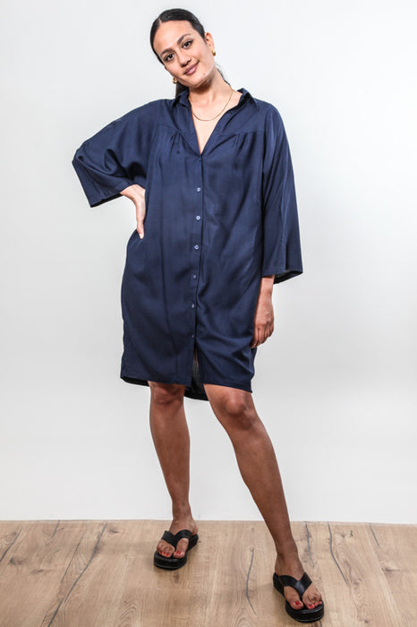 Robe chemise longue bleu roi - taille unique