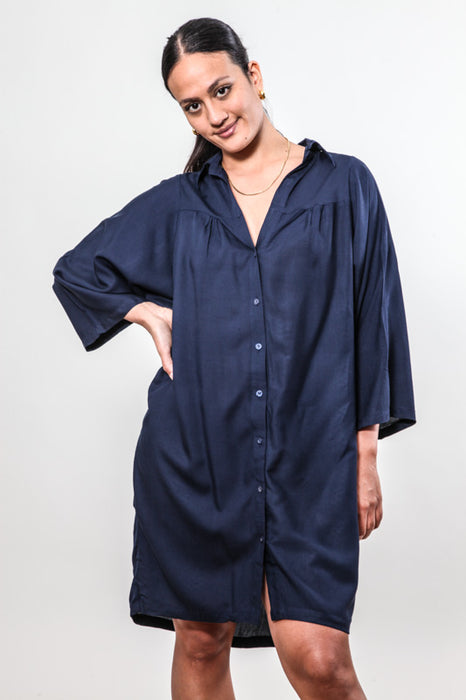 Robe chemise longue bleu roi - taille unique