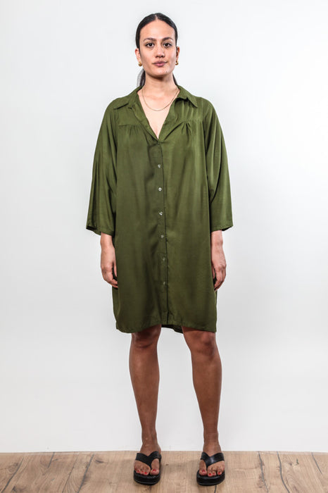 Shirt dress long khaki - One Size