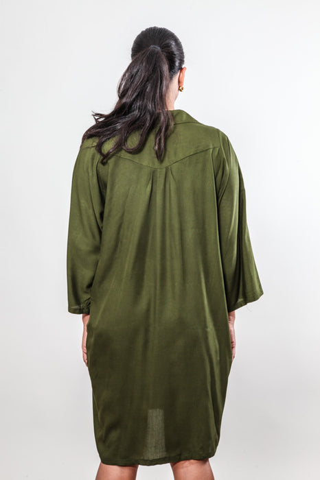 Shirt dress long khaki - One Size