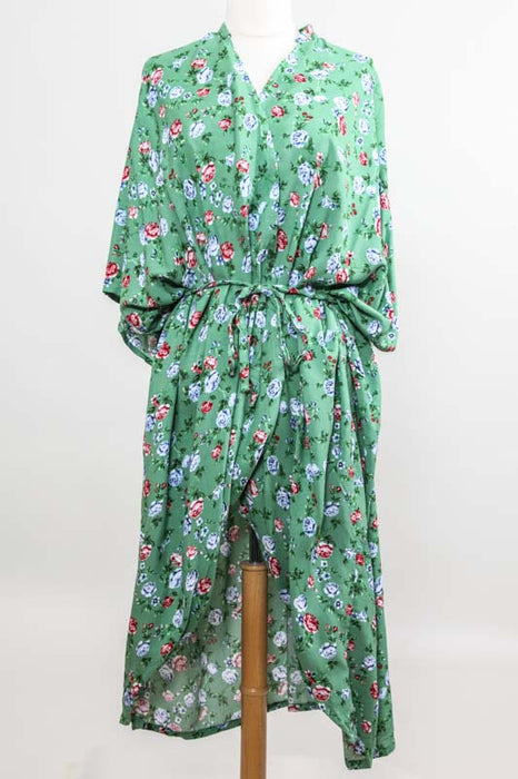 Kimono motif floral vert - Taille Unique