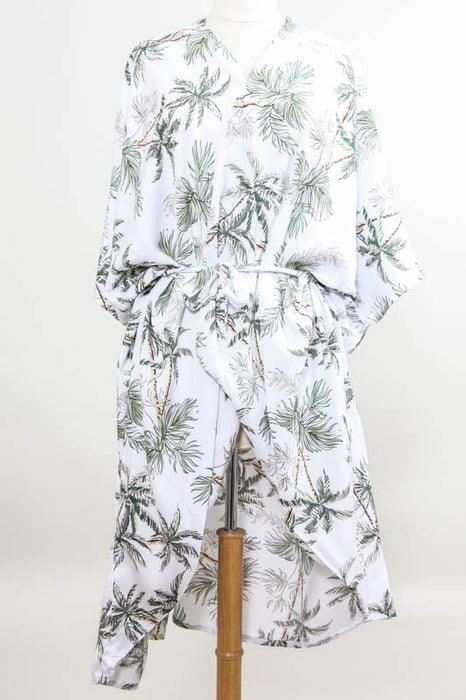 Kimono palmiers vert/blanc - taille unique