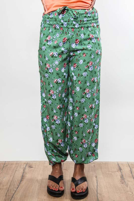 Pantalon Aladin motif floral vert - taille unique