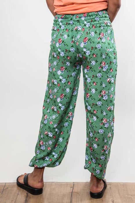 Pantalon Aladin motif floral vert - taille unique