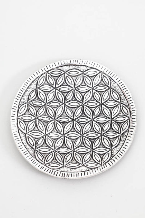 Incense holder aluminum flower of life 10.5 cm