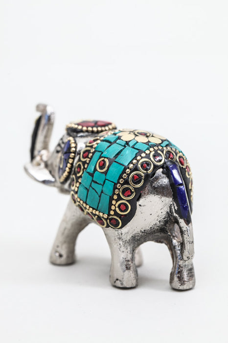 Éléphant en aluminium décoré de pierres 7 cm