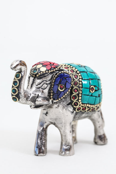 Elephant aluminum decorated with stones 9 cm