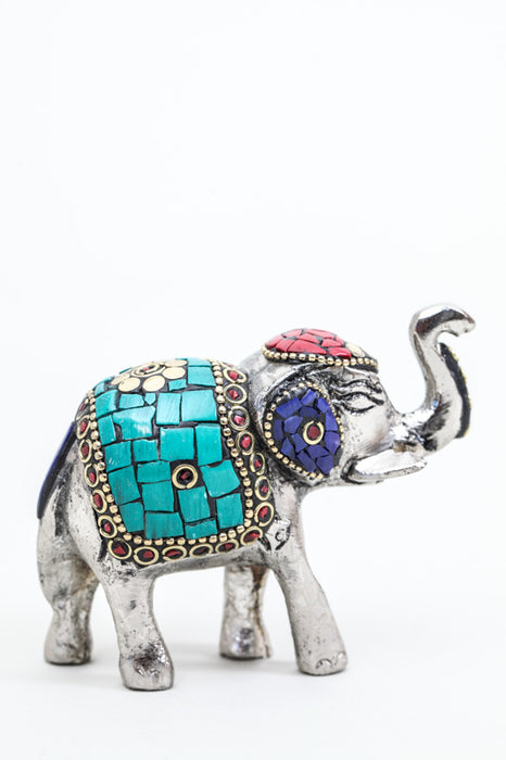 Elephant aluminum decorated with stones 9 cm