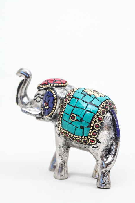 Elephant aluminum decorated with stones 9 cm