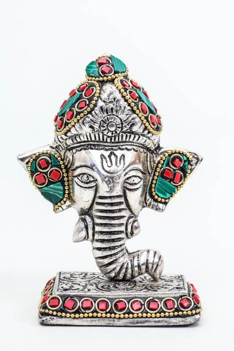 Ganesha aluminum decorated with stones 11 cm