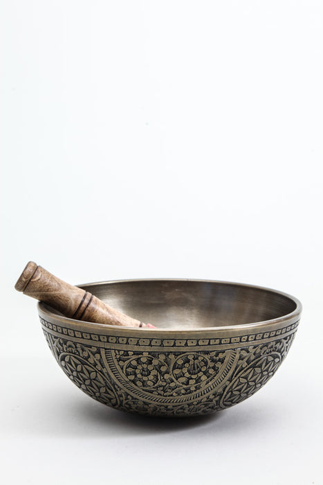 Singing bowl aluminum engraved flower of life 20 cm