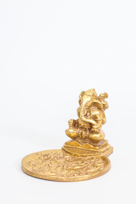 Räucherstäbchenhalter rund Ganesha goldfarben