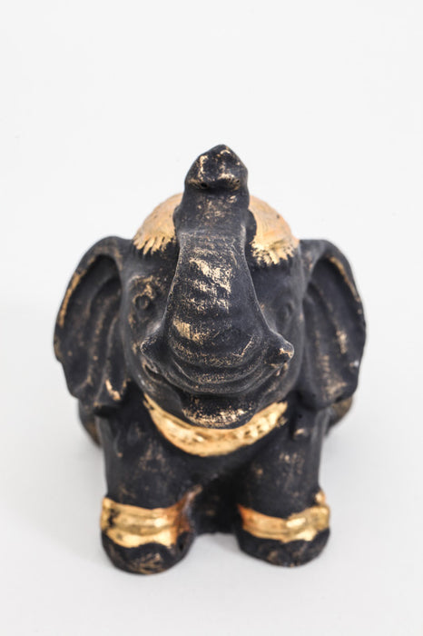 Elephant schwarz goldfarben 15 cm