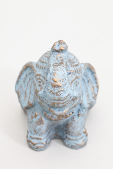 Éléphant turquoise doré 15 cm