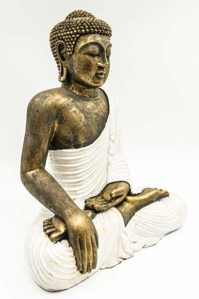 Buddha Lotussitz weiss goldfarben 40 cm