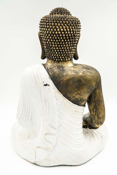 Buddha Lotussitz weiss goldfarben 40 cm