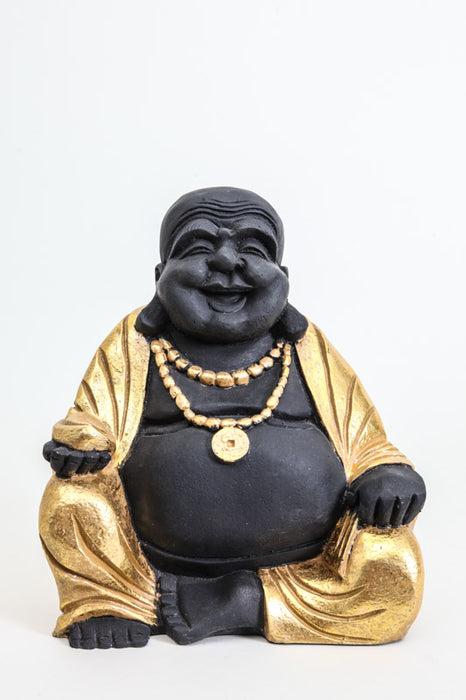 Happy Buddha schwarz goldfarben 30 cm