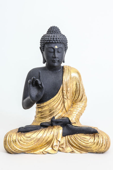 Buddha Lotussitz schwarz goldfarben 30 cm