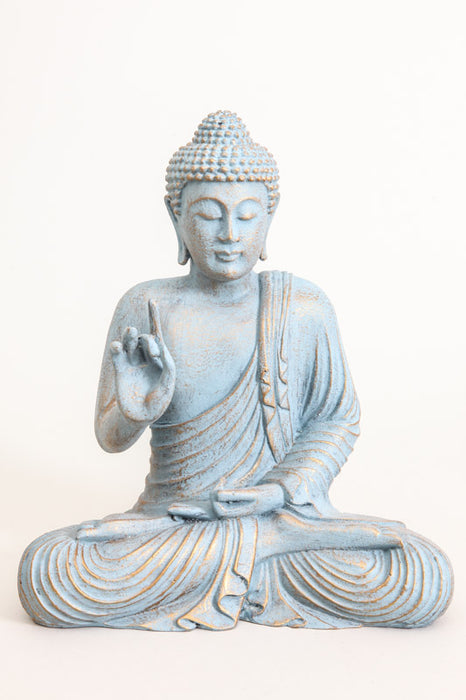 Buddha Lotussitz türkis goldfarben 35 cm
