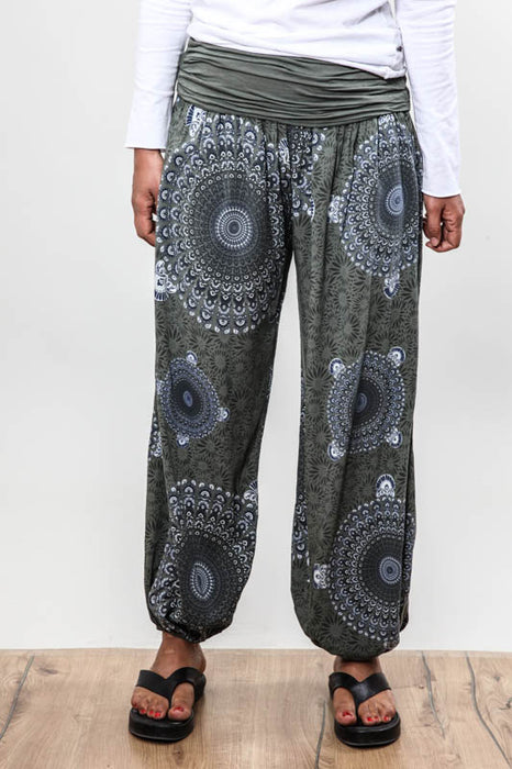 Sarouel viscose kaki Mandala - Taille Unique