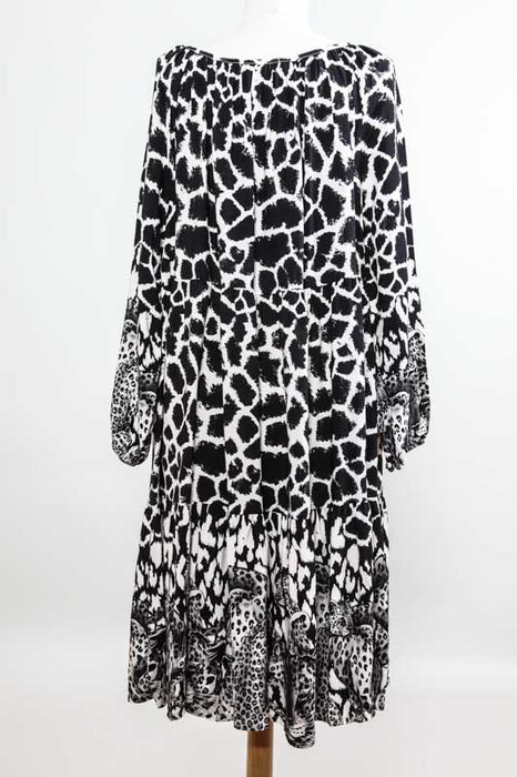 Robe viscose manches longues imprimé animal - taille unique