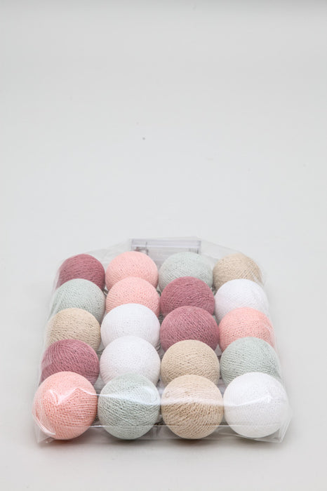 Cotton Balls fairy lights pink/red/beige/light grey