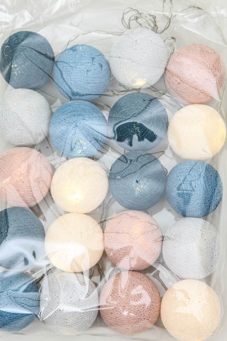 Cotton Balls fairy lights light blue/blue/beige/off-white