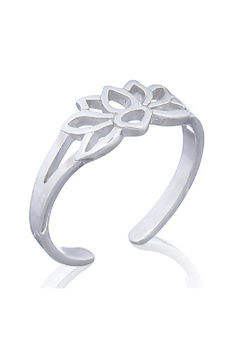 Toe ring silver lotus flower