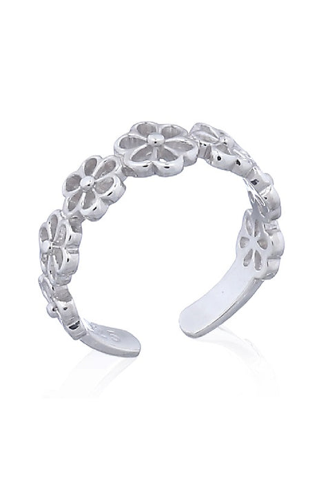 Bague d'orteil fleurs argent