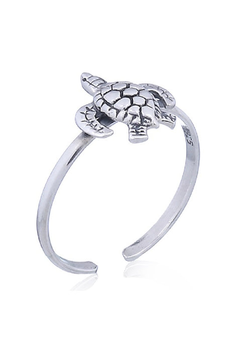 Toe ring silver small turtle