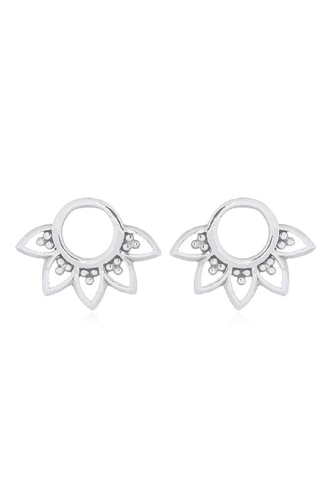 Silver earring lotus flower