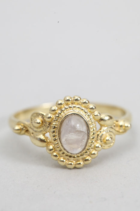 Ring Messing vergoldet Mondstein