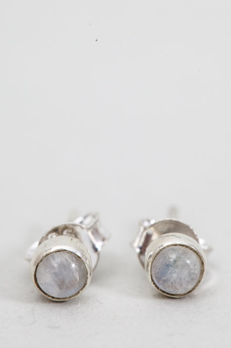 Boucle d'oreille argent pierre de lune arc-en-ciel