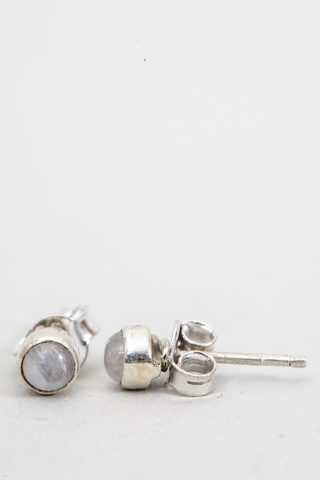 Boucle d'oreille argent pierre de lune arc-en-ciel