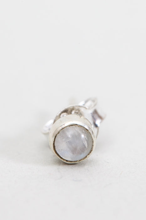 Boucle d'oreille argent pierre de lune arc-en-ciel