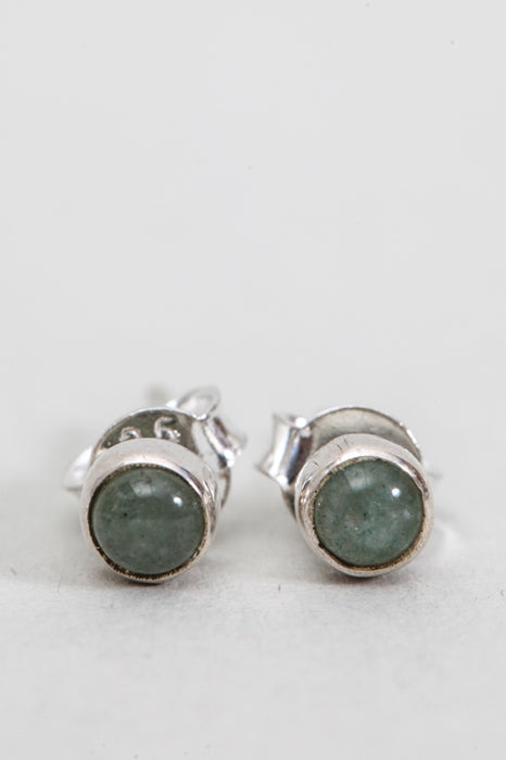 Silver earring green aventurine