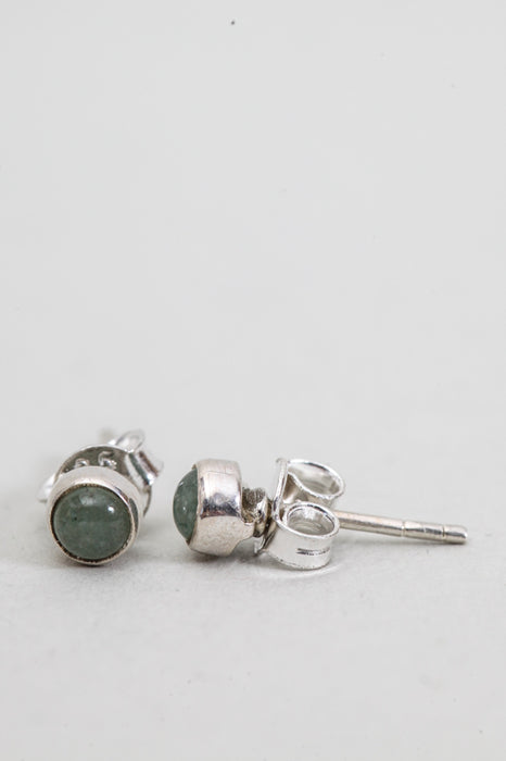 Silver earring green aventurine