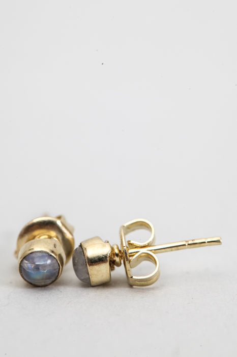 Earring brass gold plated rainbow moonstone