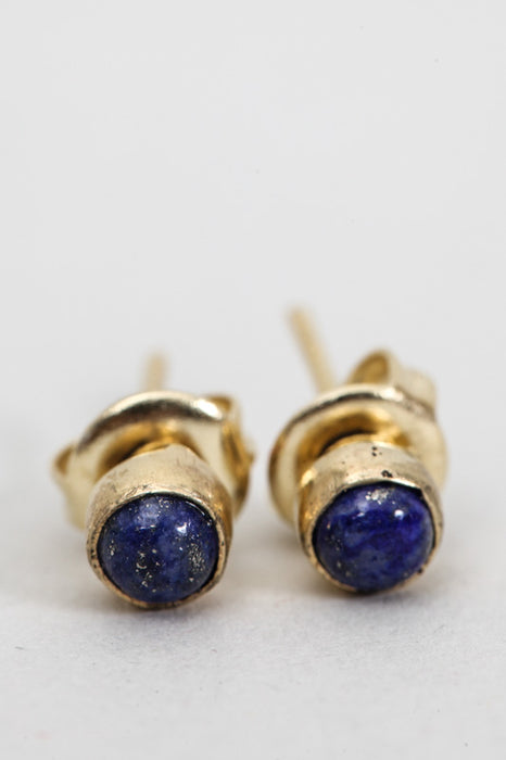 Earring brass gold plated lapis lazuli