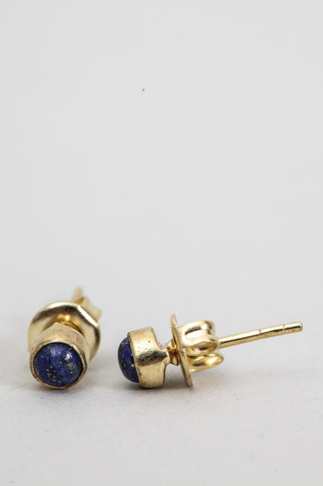 Earring brass gold plated lapis lazuli