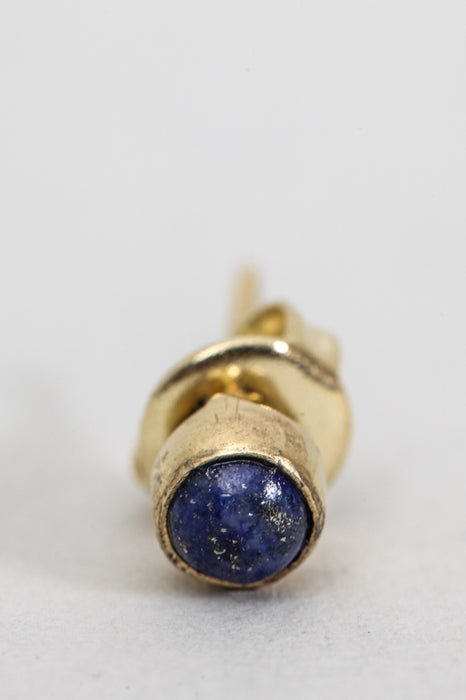 Earring brass gold plated lapis lazuli