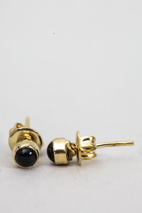 Earring brass gold plated black onyx